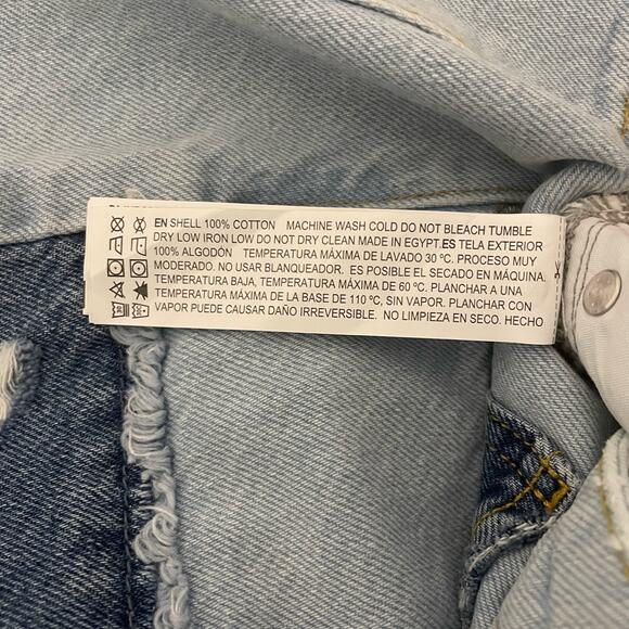 Forever 21 Jeans Distressed Low Rise Baggy Wide Leg Colorblock Women's 28 Blue - Picture 9 of 12